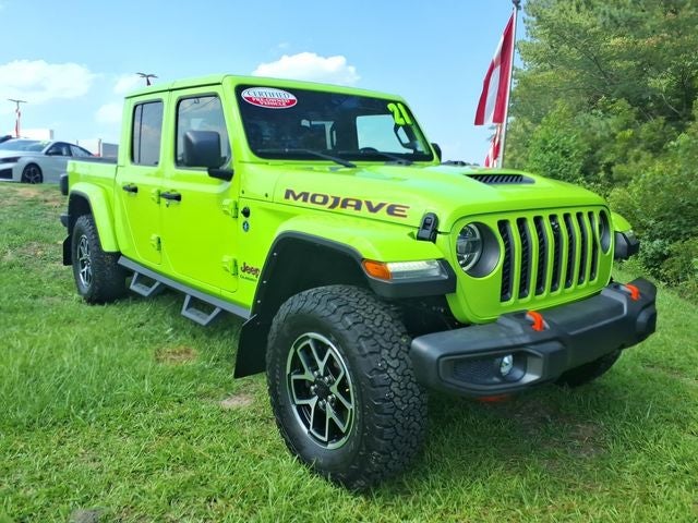 2021 Jeep Gladiator Mojave in Limited Edition Gecko Clearcoat — front three-quarter view