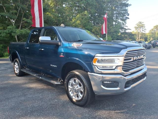 2022 RAM 3500 Laramie in Patriot Blue Pearlcoat — front three-quarter view