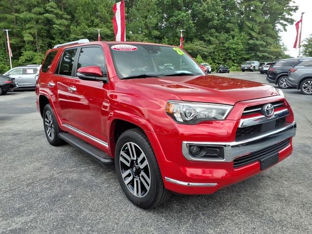 2021 Toyota 4Runner Limited in Barcelona Red Metallic — front three-quarter view